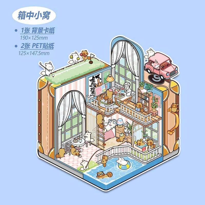 Dreamy Escape DIY 3D Scene Stickers 4 Cute Miniature Scenes(S)