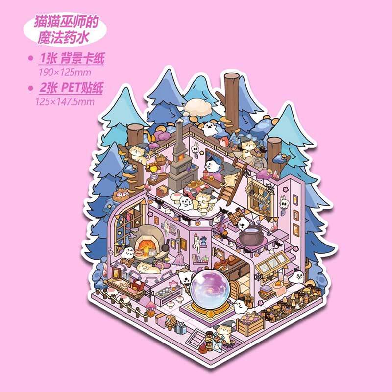 Dreamy Escape DIY 3D Scene Stickers 4 Cute Miniature Scenes(S)