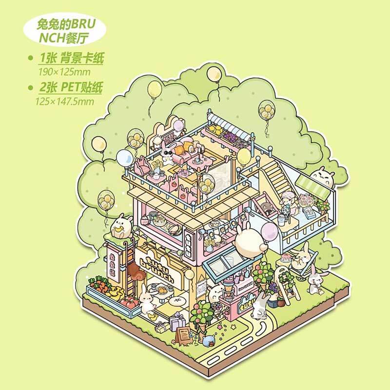 Dreamy Escape DIY 3D Scene Stickers 4 Cute Miniature Scenes(S)