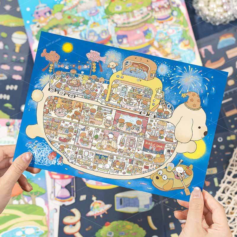 Drift Dream DIY 3D Scene Stickers 2 Cute Miniature Scenes(L)