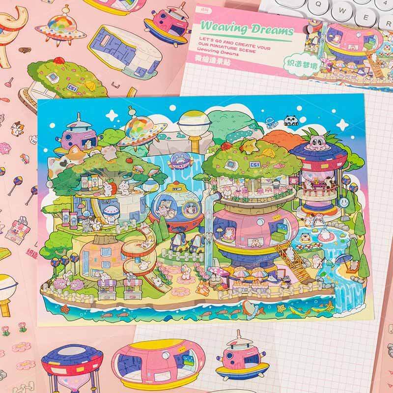 Drift Dream DIY 3D Scene Stickers 2 Cute Miniature Scenes(L)