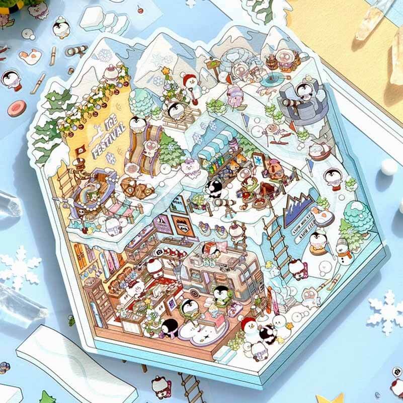 Wonderland Series DIY 3D Scene Stickers 4 Cute Miniature Scenes(L)