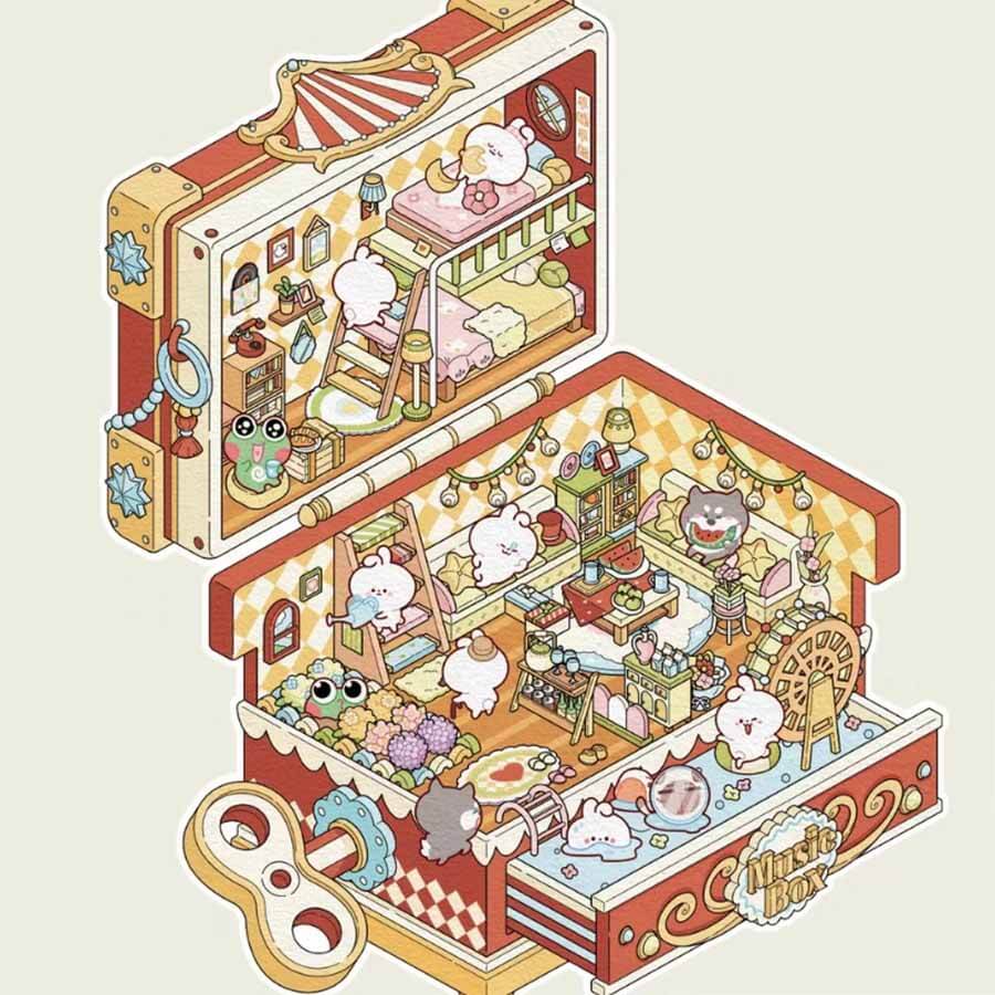 Magic Ark World DIY 3D Scene Stickers - 4 Cute Miniature Scenes