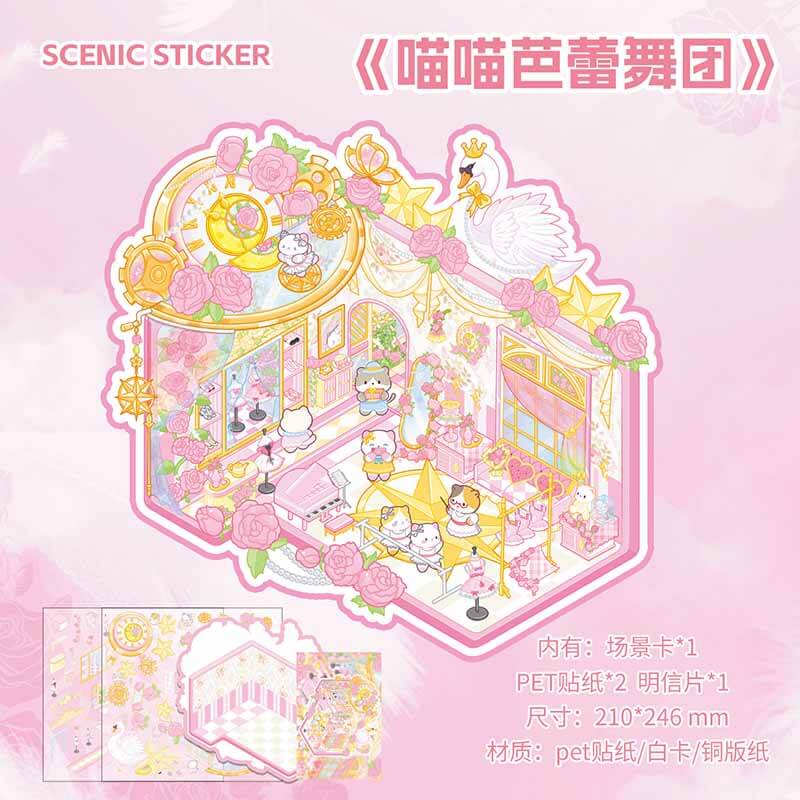 Elegant Fantasies DIY 3D Scene Stickers 4 Cute Miniature Scenes(M)