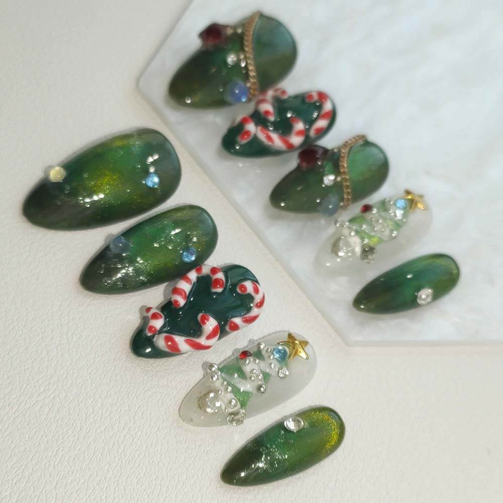Beauty Art Garden Press On Nails Emerald Christmas 59