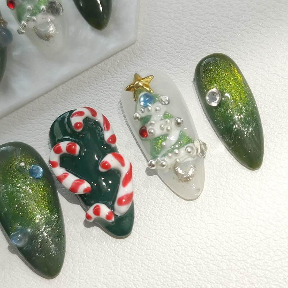 Beauty Art Garden Press On Nails Emerald Christmas 59