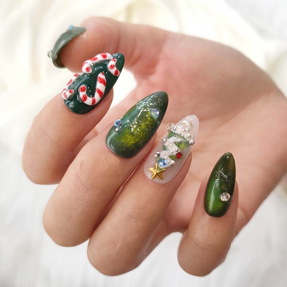 Beauty Art Garden Press On Nails Emerald Christmas 59