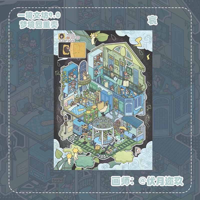 Emotional Realms DIY DIY 3D Scenes Sticker 4 Miniature Scenes(L)
