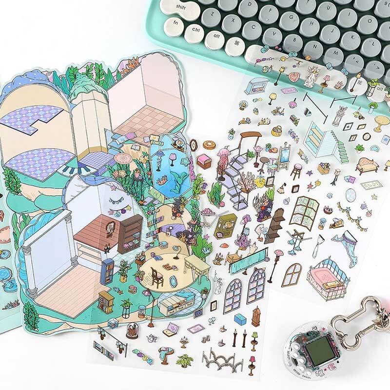 Enchanted Habitat DIY 3D Scene Stickers 2 Cute Miniature Scenes(L)