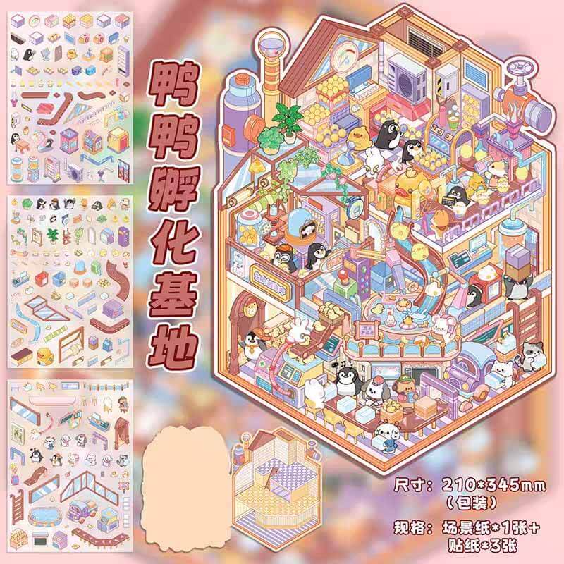 Enchanted Makerse DIY 3D Scene Stickers 4 Cute Miniature Scenes(L)