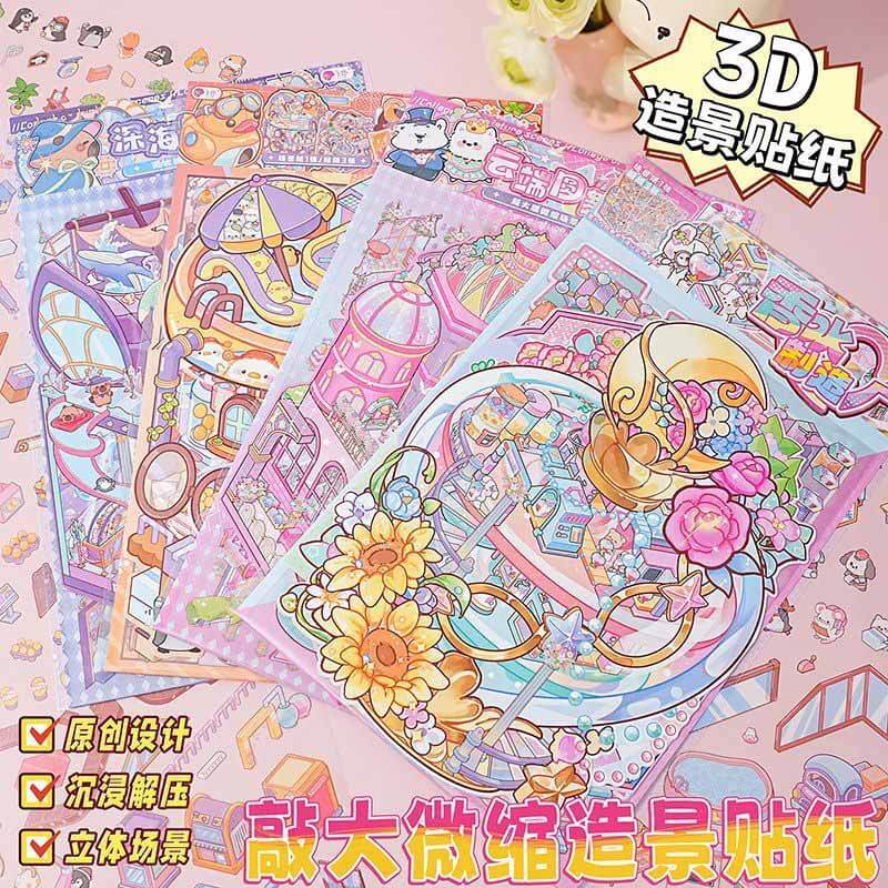 Enchanted Makerse DIY 3D Scene Stickers 4 Cute Miniature Scenes(L)
