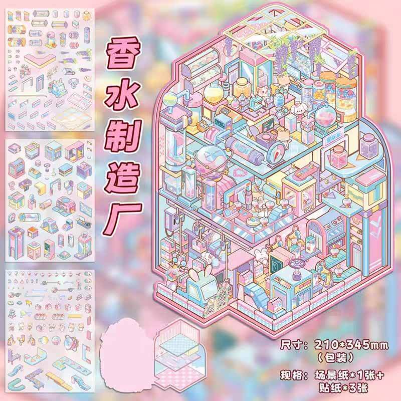 Enchanted Makerse DIY 3D Scene Stickers 4 Cute Miniature Scenes(L)