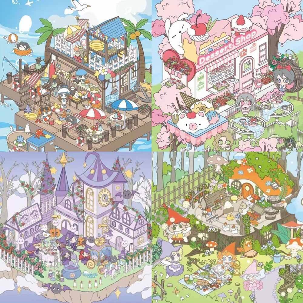 Enchanted Nooks DIY 3D Scene Stickers 4 Cute Miniature Scenes(S)