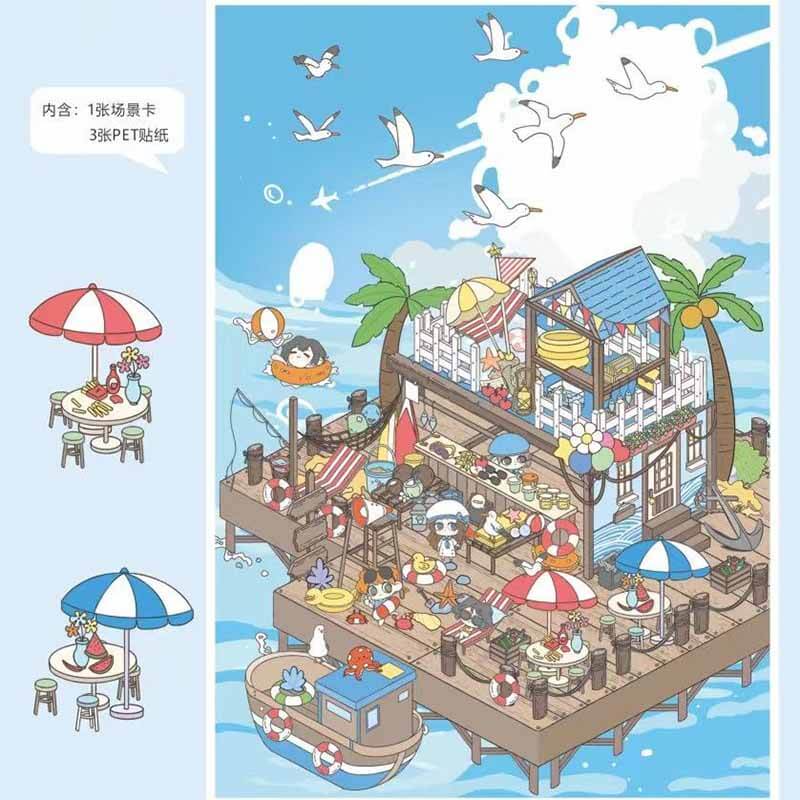 Enchanted Nooks DIY 3D Scene Stickers 4 Cute Miniature Scenes(S)