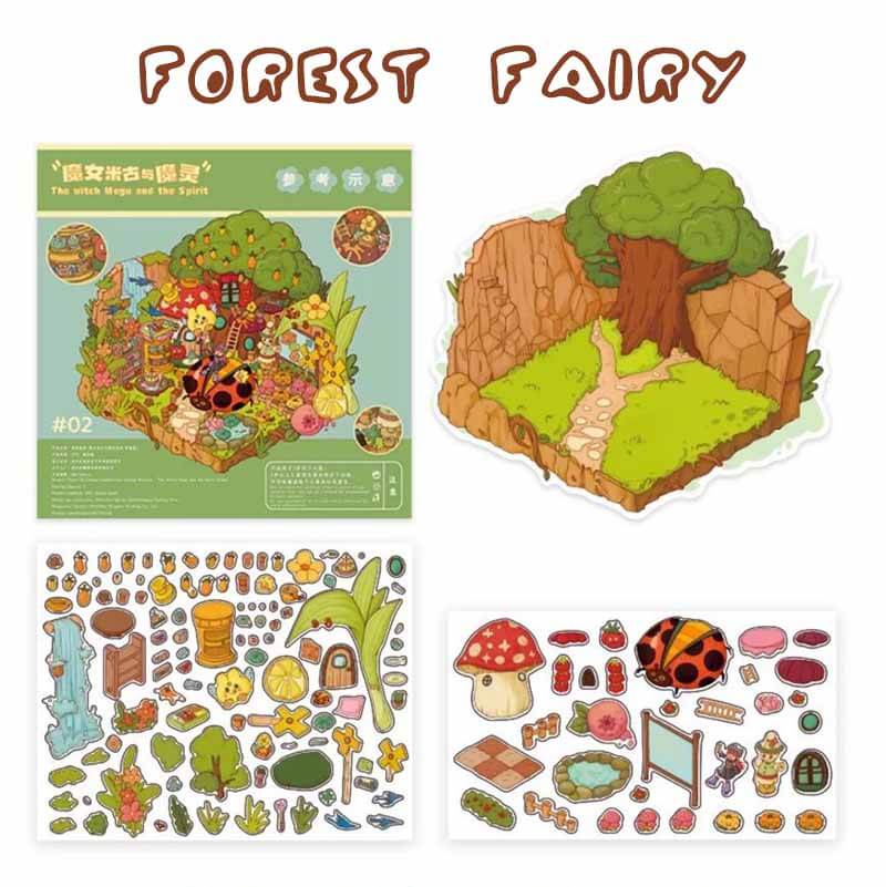 Enchanted Spirit DIY 3D Scene Stickers 2 Cute Miniature Scenes(M)