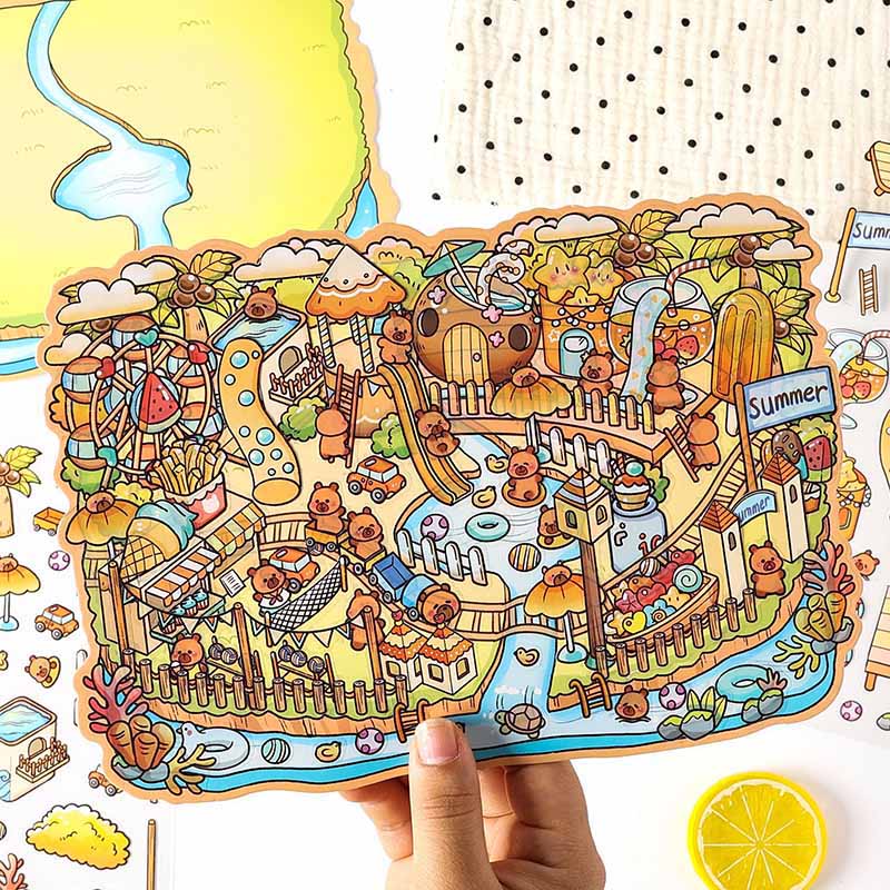 Endless Summer DIY 3D Scene Stickers 4 Cute Miniature Scenes(L)