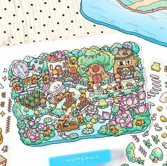Endless Summer DIY 3D Scene Stickers 4 Cute Miniature Scenes(L)