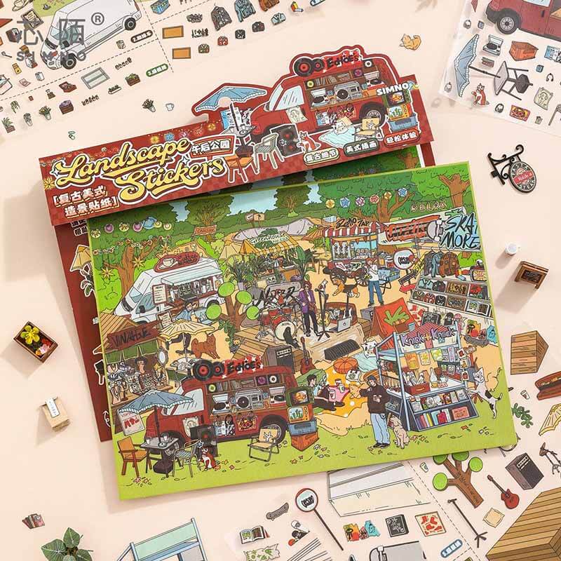 Enjoyable Park DIY 3D Scene Stickers Cute Scenes(XL)