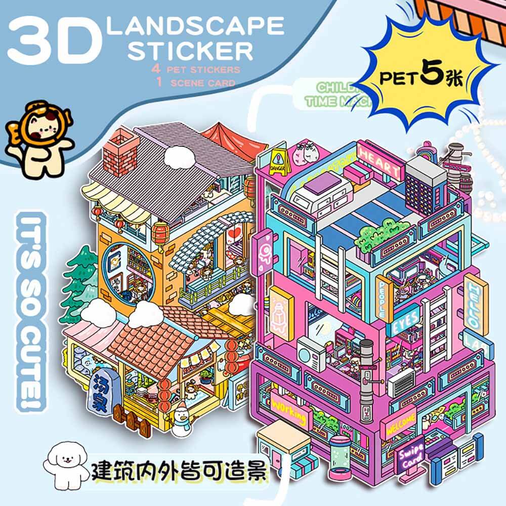 Enjoy the Future DIY 3D Scene Stickers 2 Cute Miniature Scenes(L)