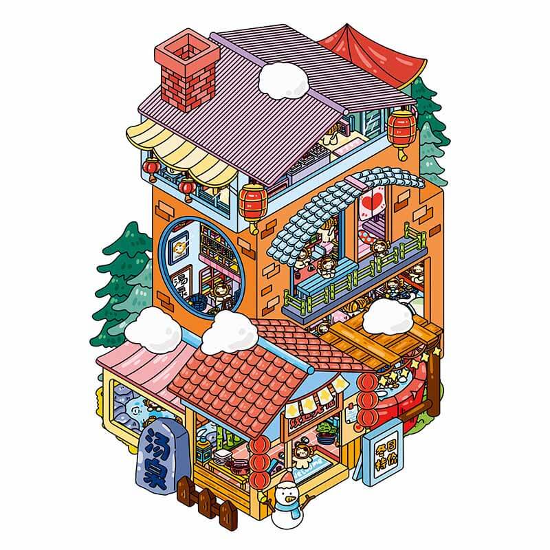Enjoy the Future DIY 3D Scene Stickers 2 Cute Miniature Scenes(L)