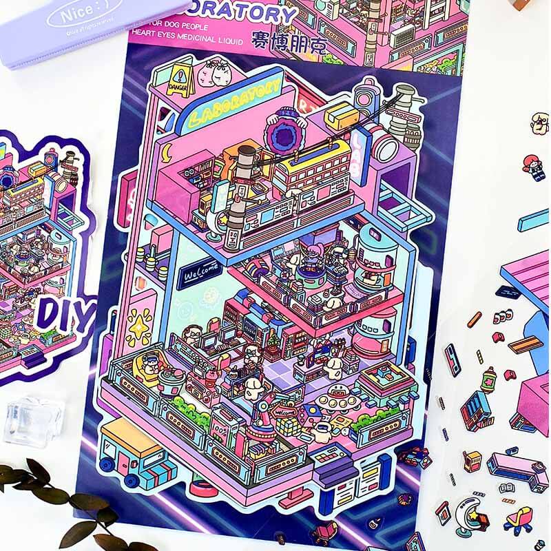 Enjoy the Future DIY 3D Scene Stickers 2 Cute Miniature Scenes(L)