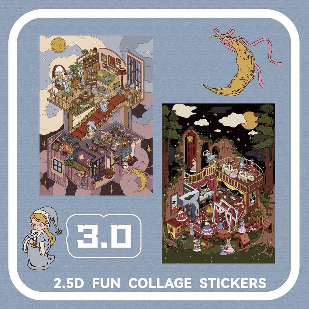 Ethereal Encounters DIY 3D Scene Sticker 2 Cute Miniature Scenes(M)