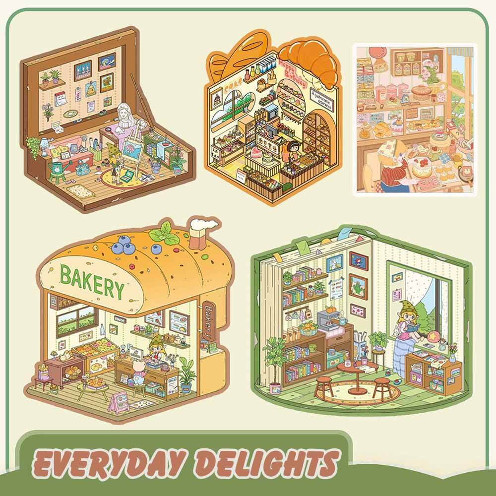 Everyday Delights DIY 3D Scene Stickers 5 Cute Miniature Scenes (S)