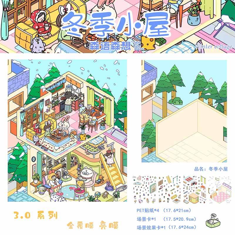 Everyday Escapes DIY 3D Scene Stickers 4 Cute Miniature Scenes(L)