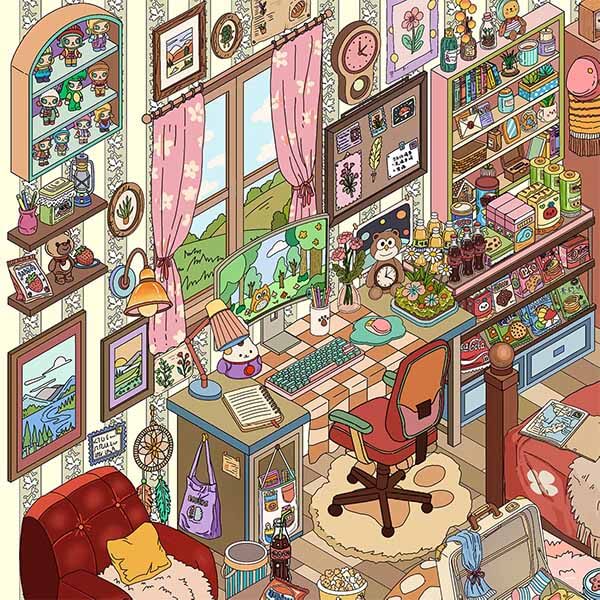 Everyday Moments DIY 3D Scene Stickers 4 Cute Miniature Scenes(L)