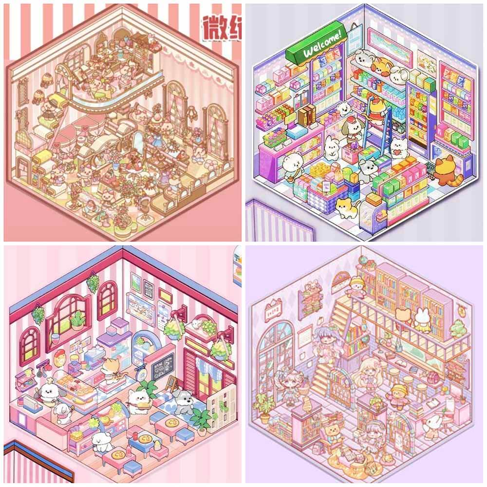 Everyday Romance DIY 3D Scene Stickers 4 Cute Miniature Scenes(S)