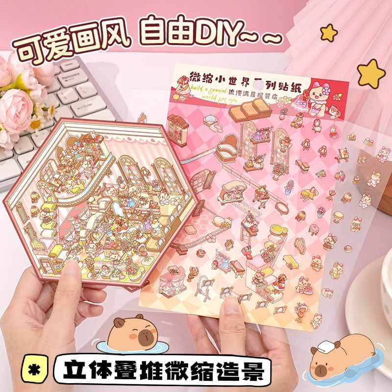 Everyday Romance DIY 3D Scene Stickers 4 Cute Miniature Scenes(S)