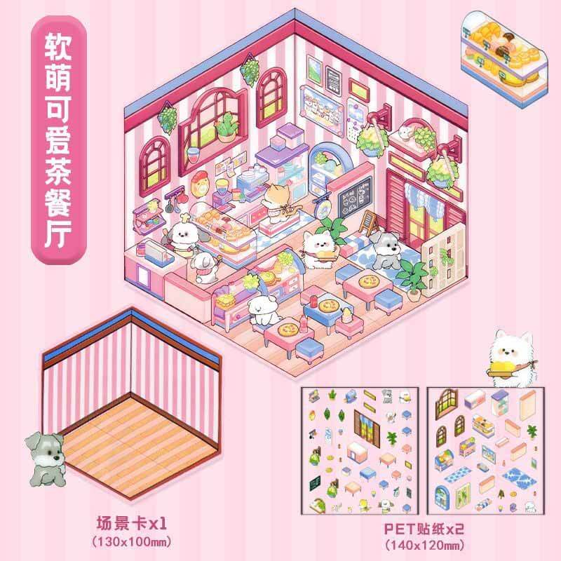 Everyday Romance DIY 3D Scene Stickers 4 Cute Miniature Scenes(S)