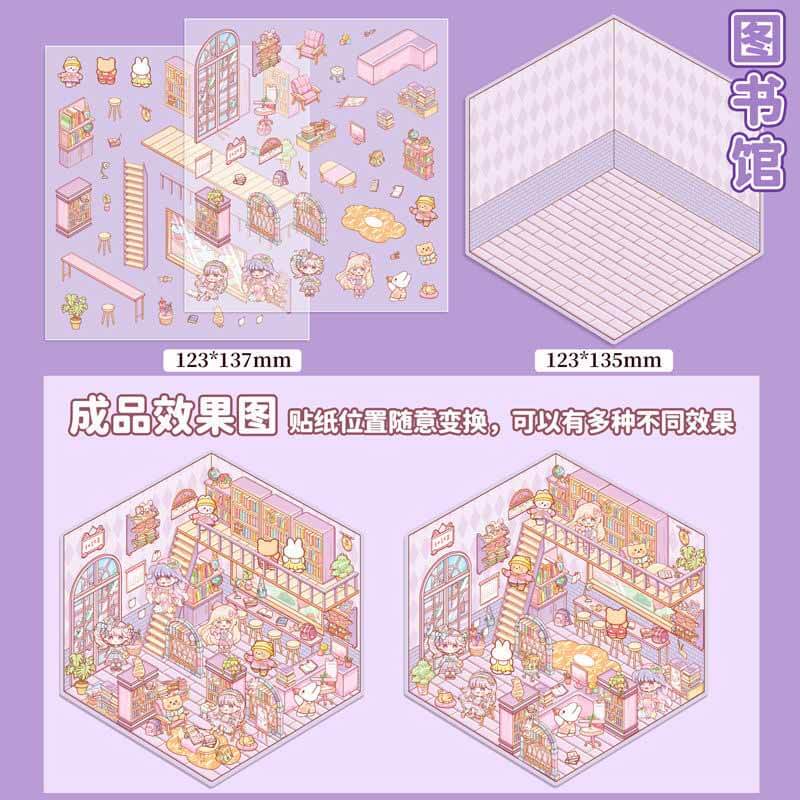 Everyday Romance DIY 3D Scene Stickers 4 Cute Miniature Scenes(S)