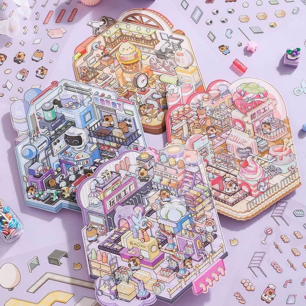 Factory of Dreams DIY 3D Scene Stickers 4 Cute Miniature Scenes(S)