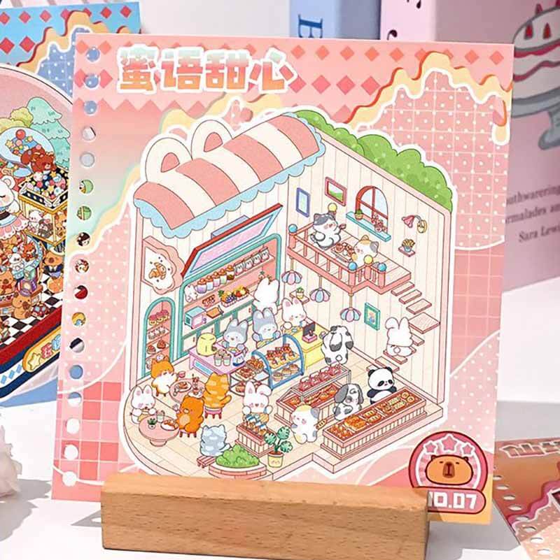 10 Scenes Fairy Label Book DIY Cute Miniature 3D Scene Stickers(S)