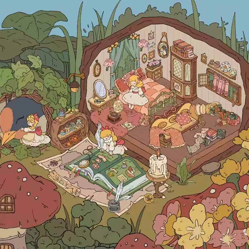 Fairy Tale Living DIY 3D Scene Stickers 2 Cute Miniature Scenes(XL)