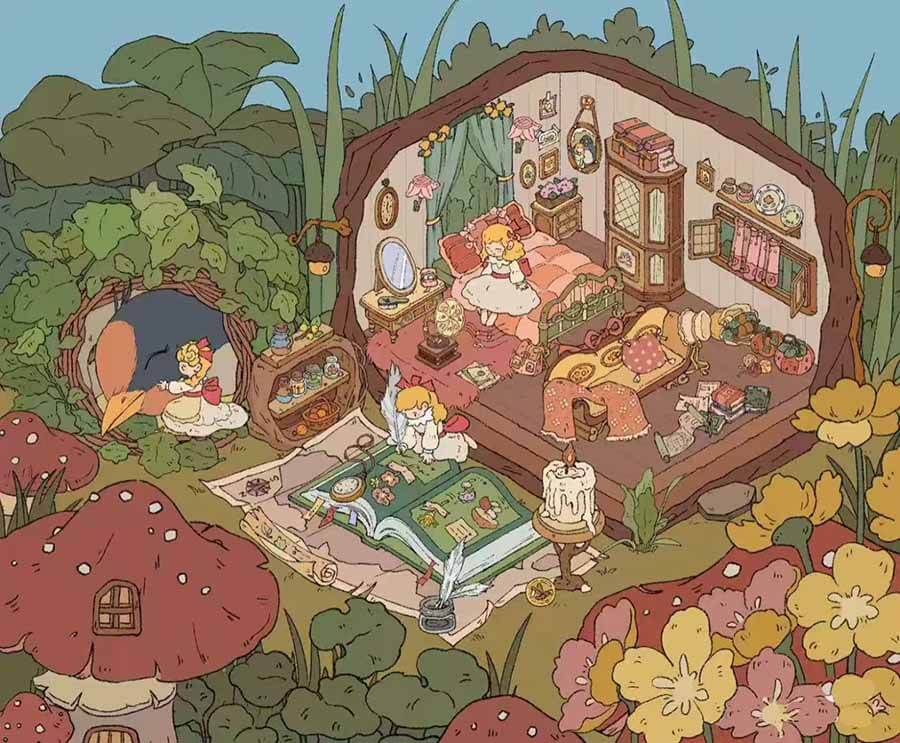 Fairy Tale Living DIY 3D Scene Stickers 2 Cute Miniature Scenes(XL)