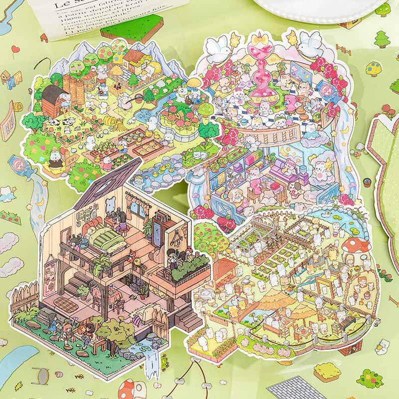 Fairy Tale Retreat DIY 3D Scene Stickers 4 Cute Miniature Scenes(L)