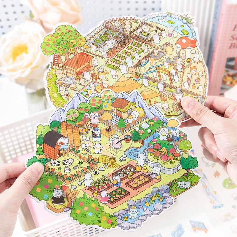 Fairy Tale Retreat DIY 3D Scene Stickers 4 Cute Miniature Scenes(L)