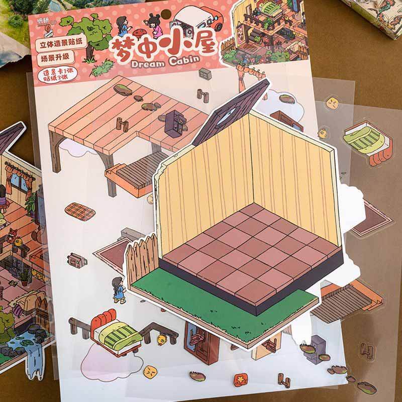 Fairy Tale Retreat DIY 3D Scene Stickers 4 Cute Miniature Scenes(L)