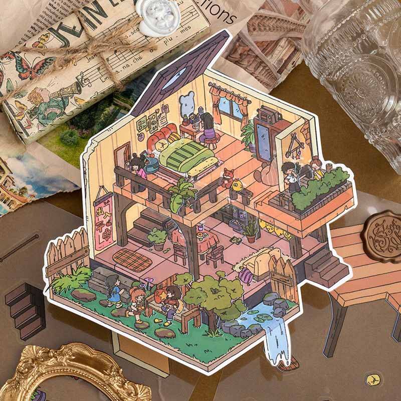 Fairy Tale Retreat DIY 3D Scene Stickers 4 Cute Miniature Scenes(L)