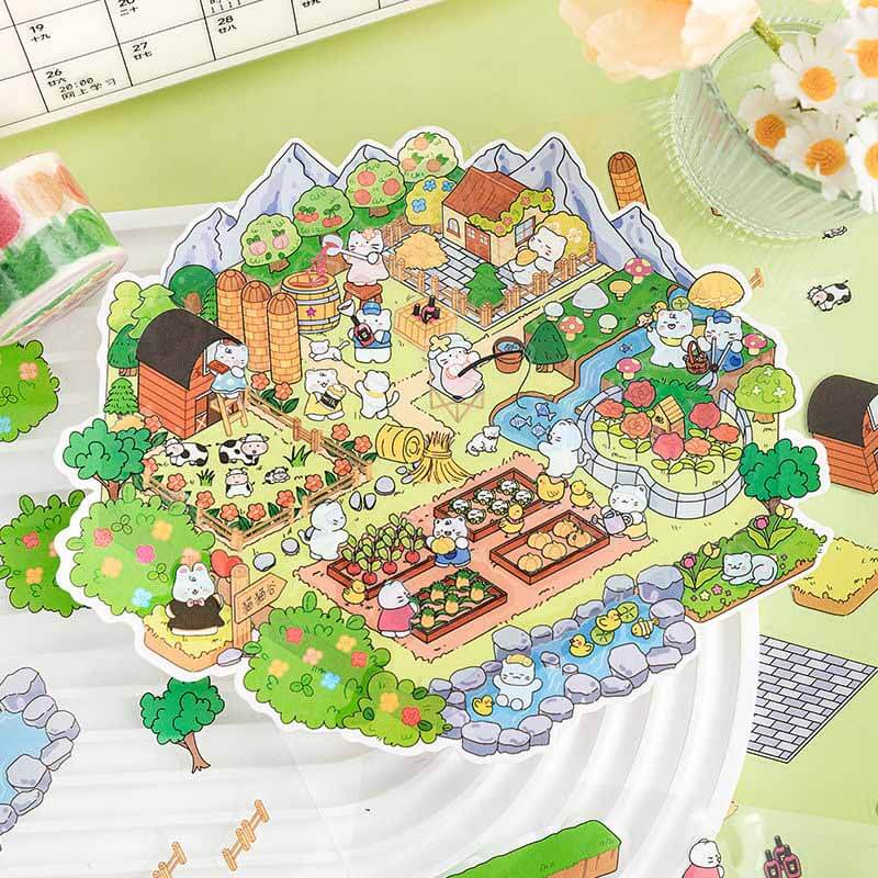 Fairy Tale Retreat DIY 3D Scene Stickers 4 Cute Miniature Scenes(L)