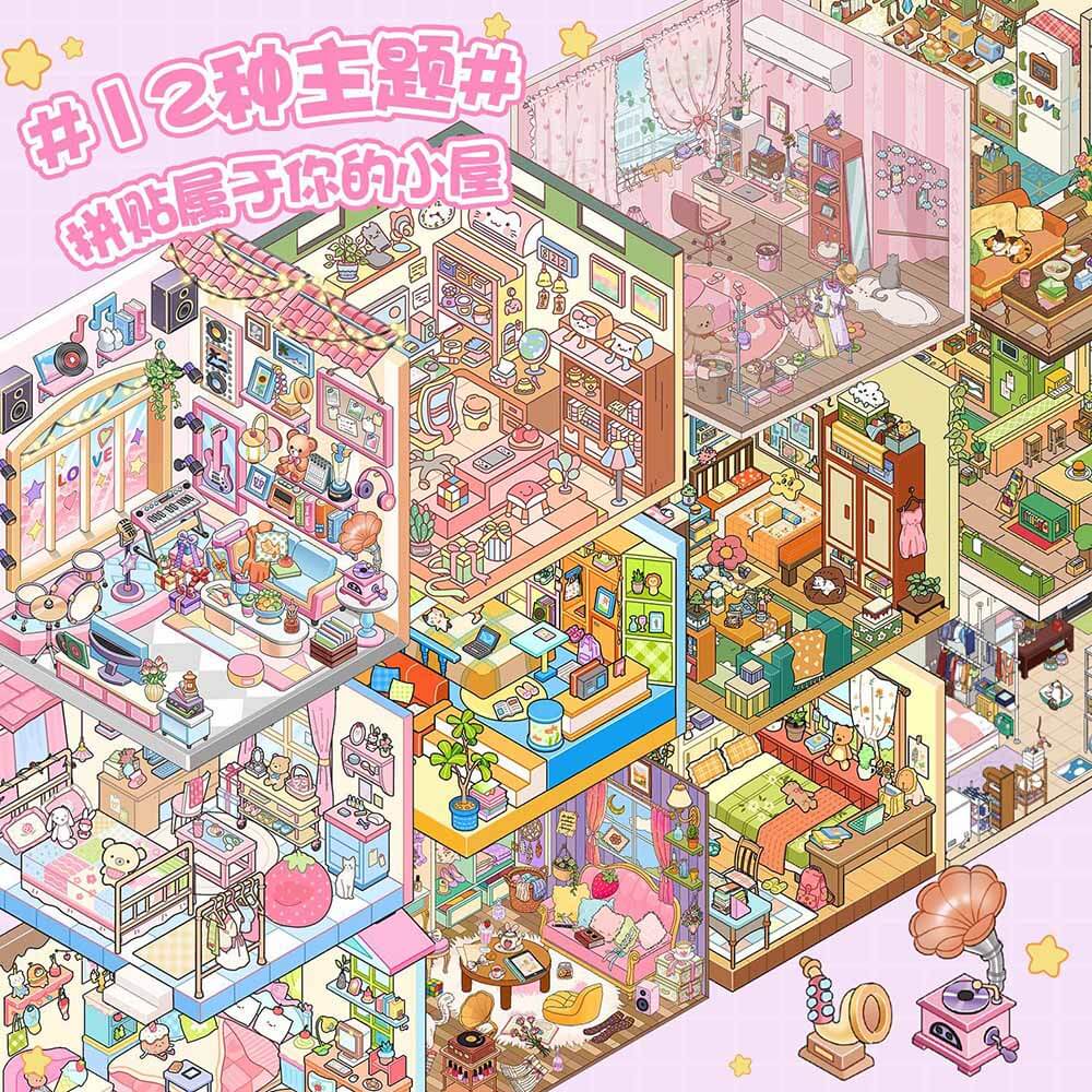 Fairy Tale Tower Book DIY 3D Scene Stickers 10 Cute Miniature Scenes(S)