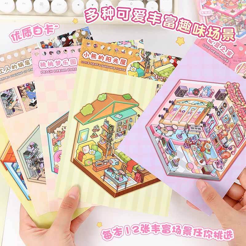 Fairy Tale Tower Book DIY 3D Scene Stickers 10 Cute Miniature Scenes(S)