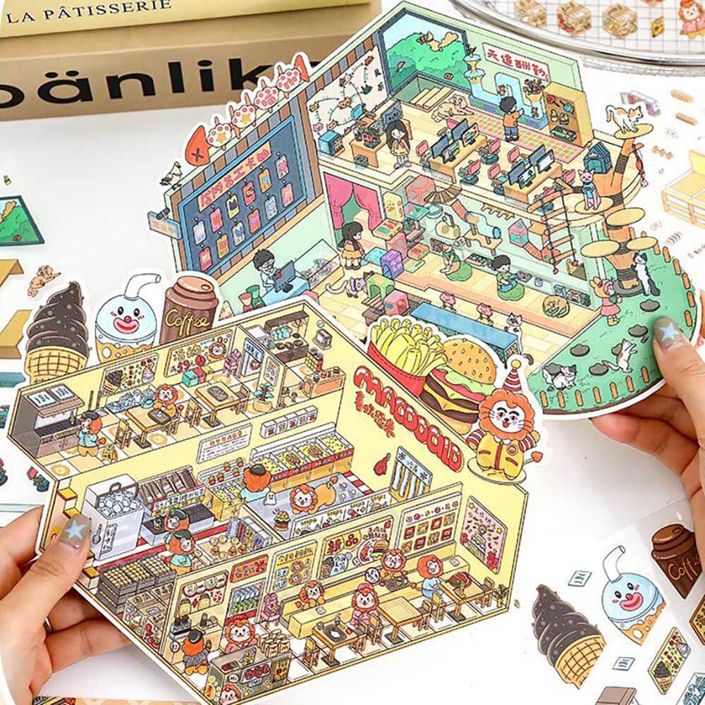 Fantasy Friends DIY 3D Scene Stickers Lovely Miniature Scenes(L)
