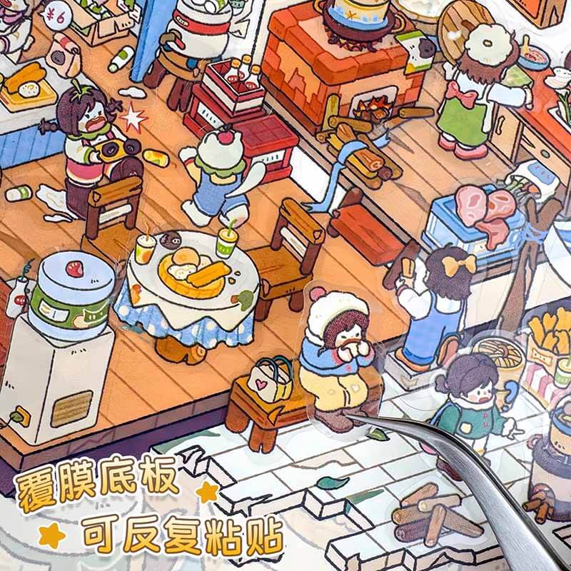 Fantasy Gathering DIY 3D Scene Stickers 5 Cute Miniature Scenes(L)