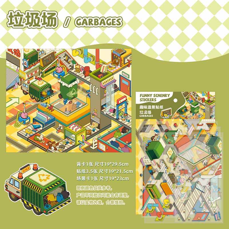 Fantasy Gathering DIY 3D Scene Stickers 5 Cute Miniature Scenes(L)