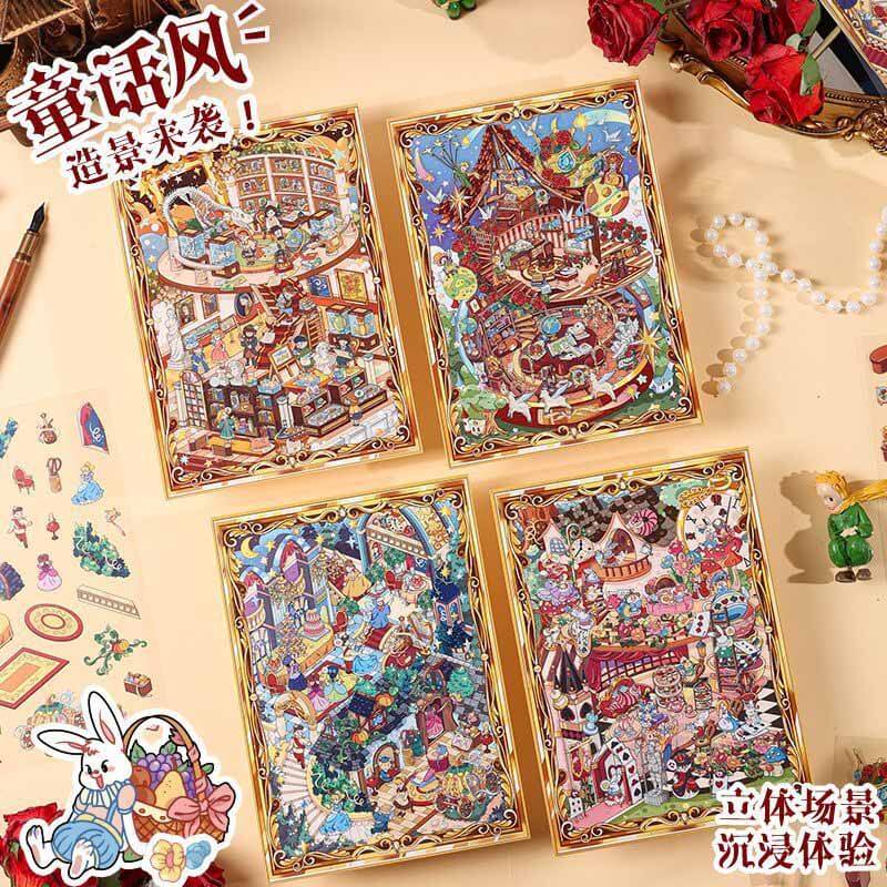 Fantasy Journey DIY 3D Scenes Sticker 4 Cute Miniature Scenes(S)