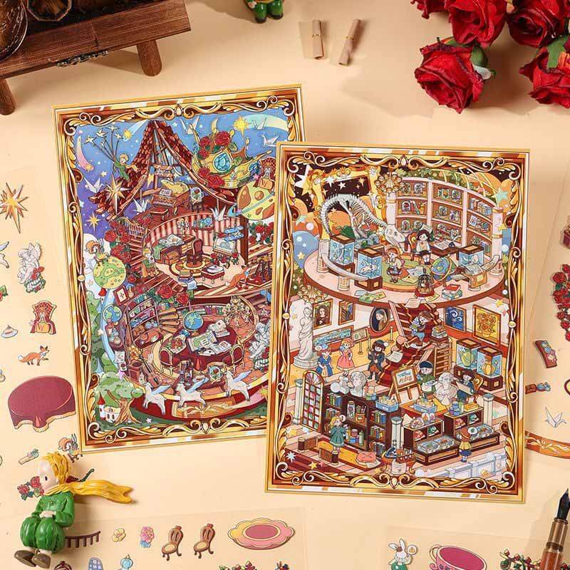 Fantasy Journey DIY 3D Scenes Sticker 4 Cute Miniature Scenes(S)