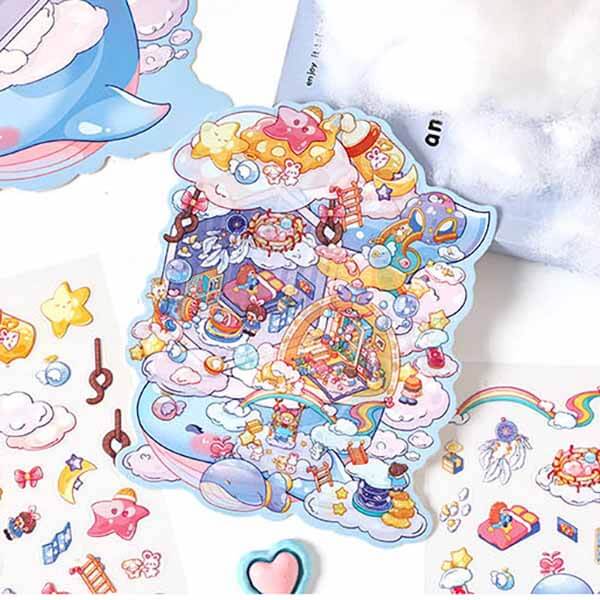 Fantasy Post Town DIY 3D Scene Stickers 4 Cute Miniature Scenes(S)